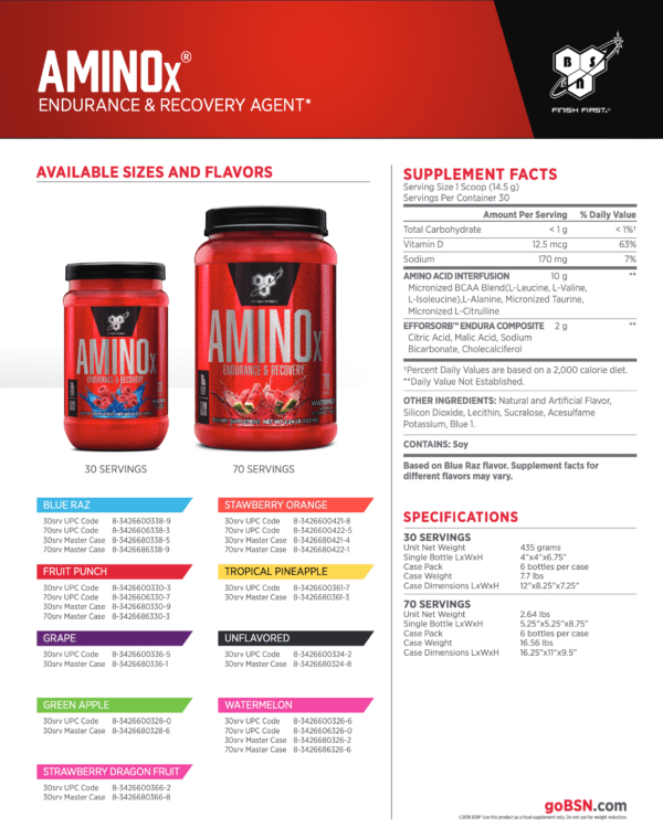 BSN AMINO X ENDURANCE & RECOVERY 435G - Image 8