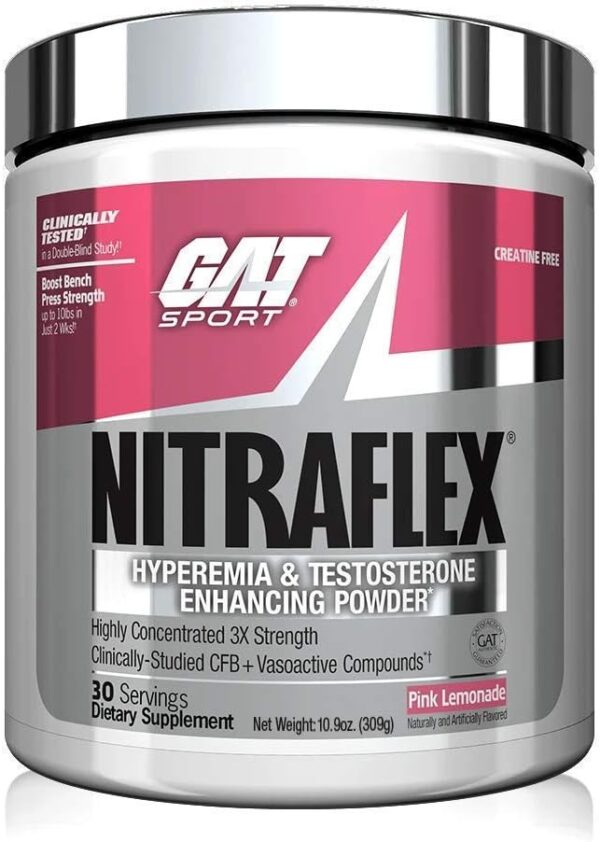 GAT - Nitraflex - Testosterone Enhancing Powder, Increases Blood Flow, Boosts Strength And Energy, Improves Exercise Performance, Creatine-Free 30 Servings)